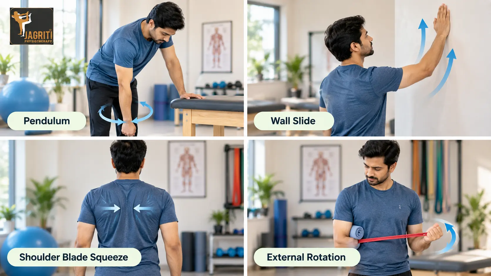 Physiotherapy exercises for shoulder pain when raising arm